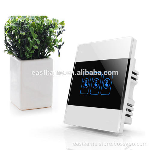 3 Gang Crystal Glass Panel Electronic Touch Smart Home Switch